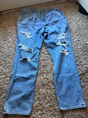 American Eagle Outfitters Distressed Light Blue Flare Jeans